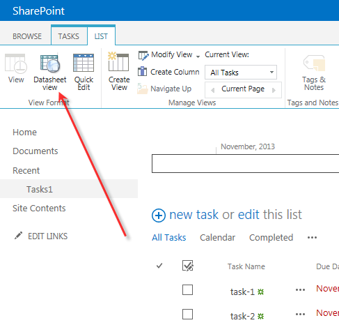 Datasheet View instead of Quick edit in SharePoint 2013/2016